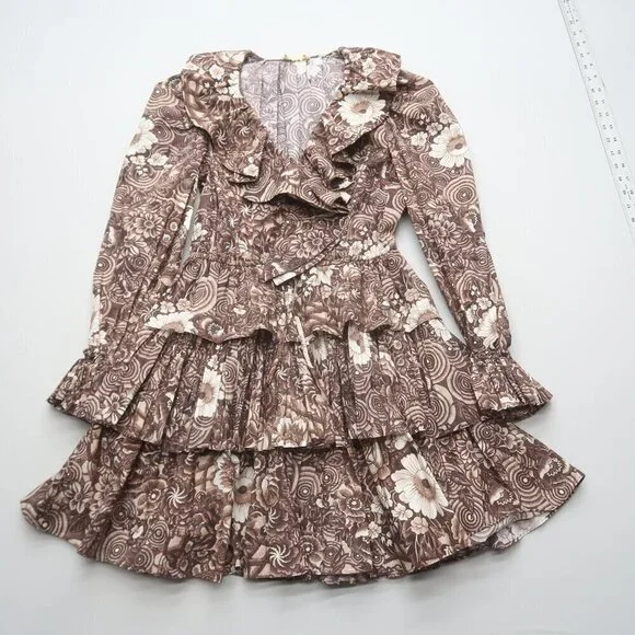 Ulla Johnson Lola Long Sleeve Floral Ruffle Mini Dress Size 4 - Picture 4 of 12